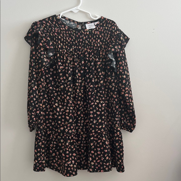Zara Black and Pink Floral Kids Dress - Picture 4 of 8